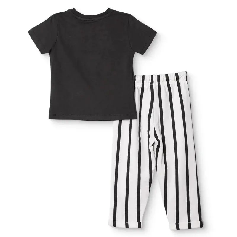 Hellobaby Boys T-Shirt & Trousers Set Bear Print Cool Boy Crew Neck Full Length Short Sleeve - Anthracite 2