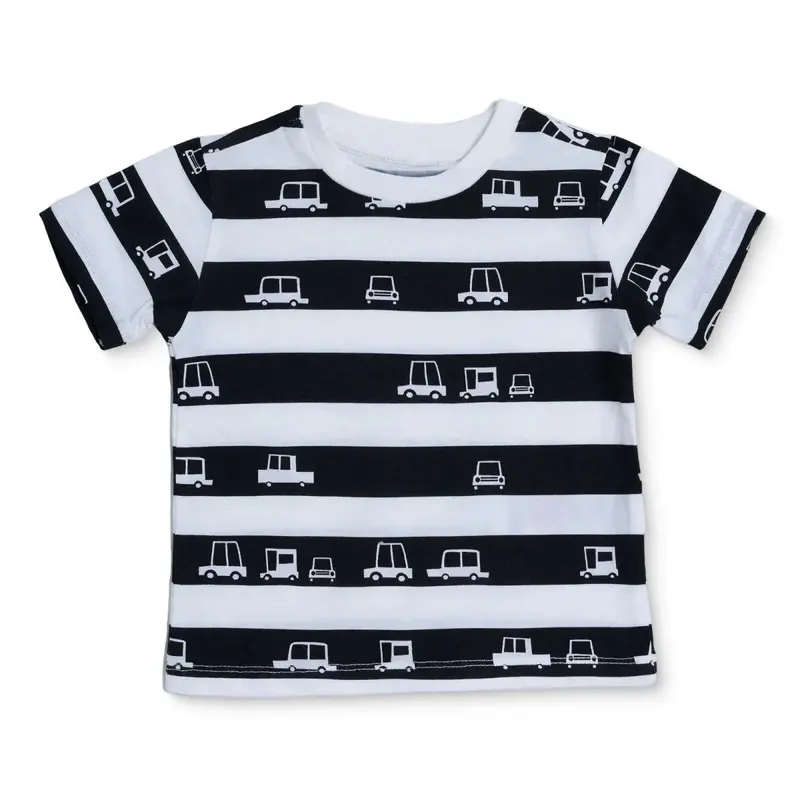 Hellobaby Boys T-Shirt Vehicle Print Crew Neck Short Sleeve - Ecru 1