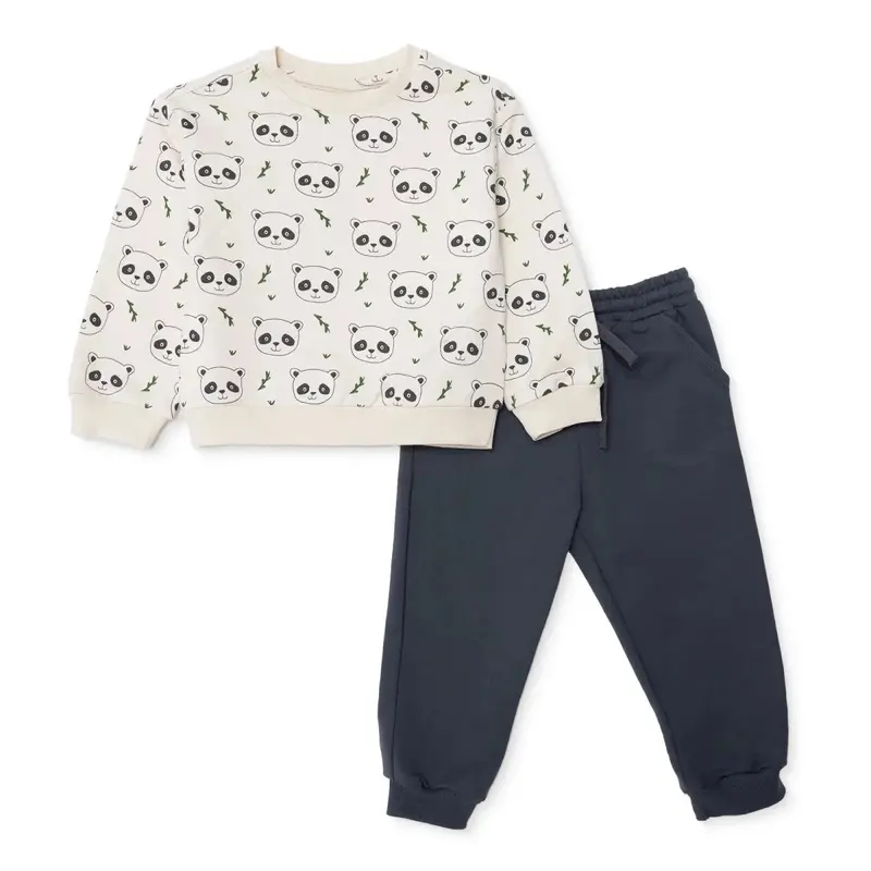 Hellobaby Boys Tracksuit Animal Lace-Up Crew Neck Long Leg Long Sleeve - Ecru Printed 1