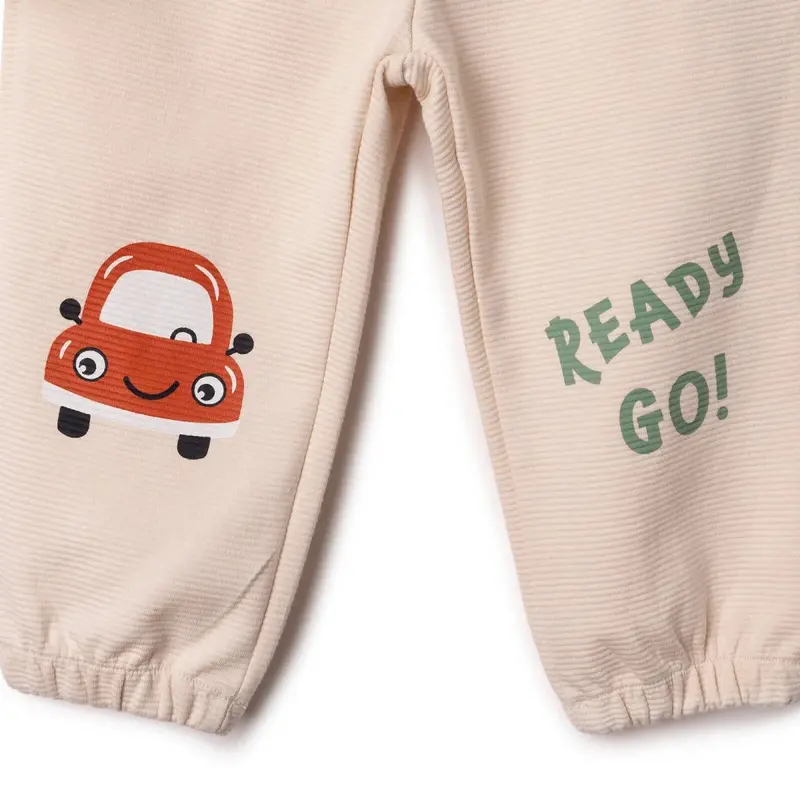 Hellobaby Boys Tracksuit Set Car Print Little Car Crew Neck Full Length Long Sleeve - Ecru 7