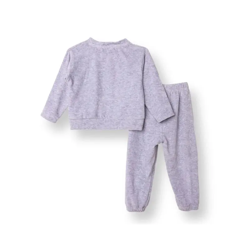 Hellobaby Boys Velvet Pyjama Set Animal With Poppers Christmas Crew Neck Long Leg Long Sleeve - Grey 2