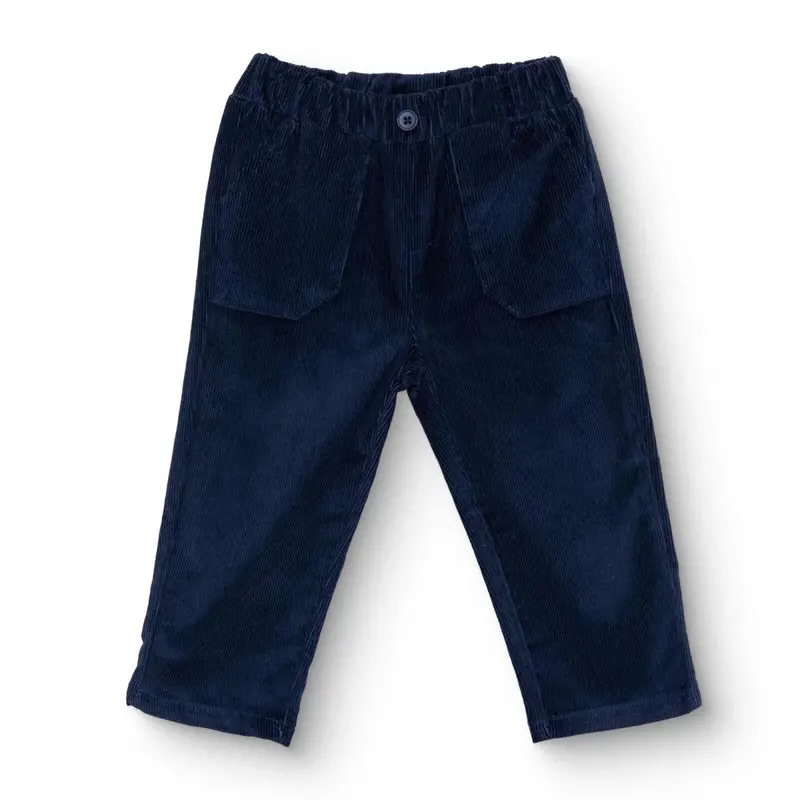 Hellobaby Boys Velvet Trouser With Buttons Mountain Explorer Long Leg - Navy Blue 1