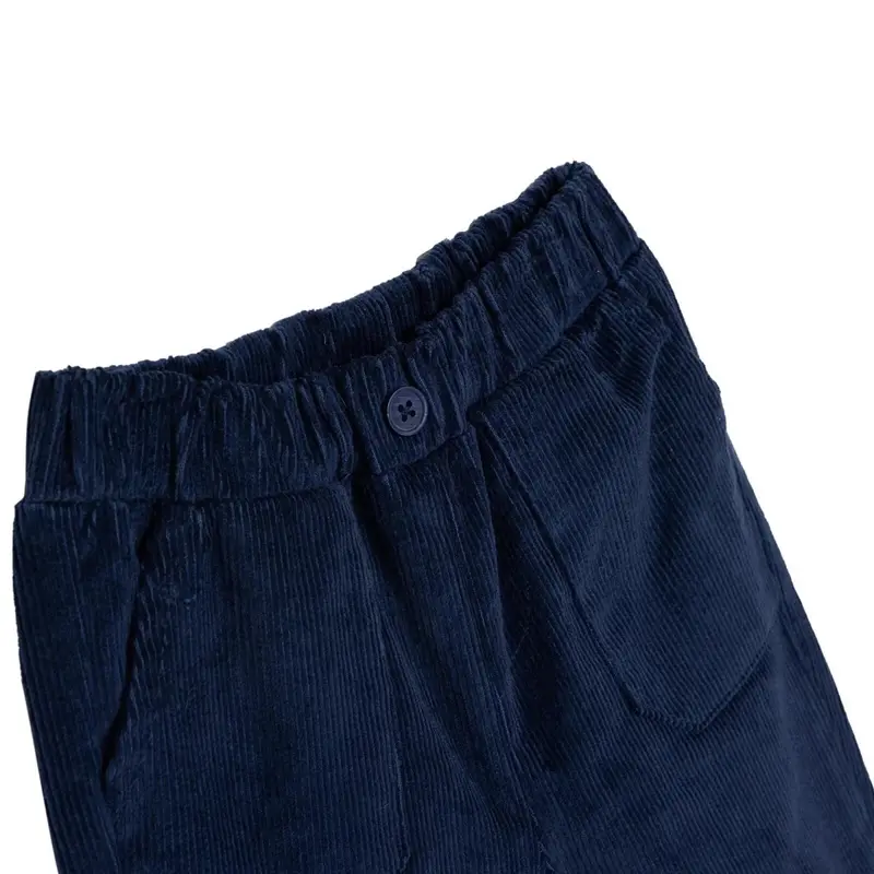 Hellobaby Boys Velvet Trouser With Buttons Mountain Explorer Long Leg - Navy Blue 3