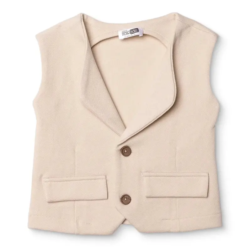 Hellobaby Boys Waistcoat Buttoned Smart Line V-Neck Sleeveless - Ecru 1