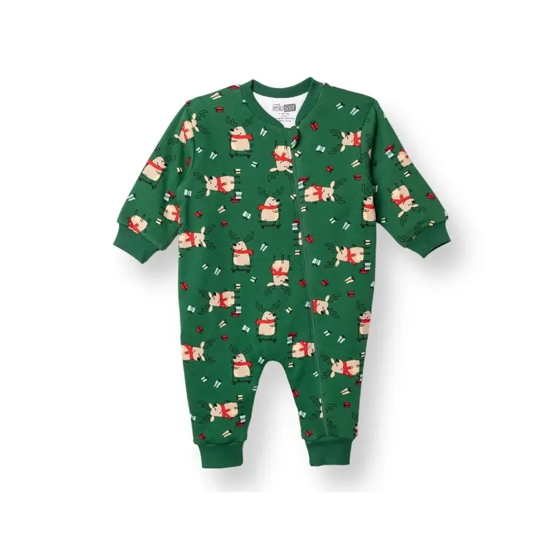 Hellobaby Christmas Baby Boy Sleepsuit - Dark Green 1