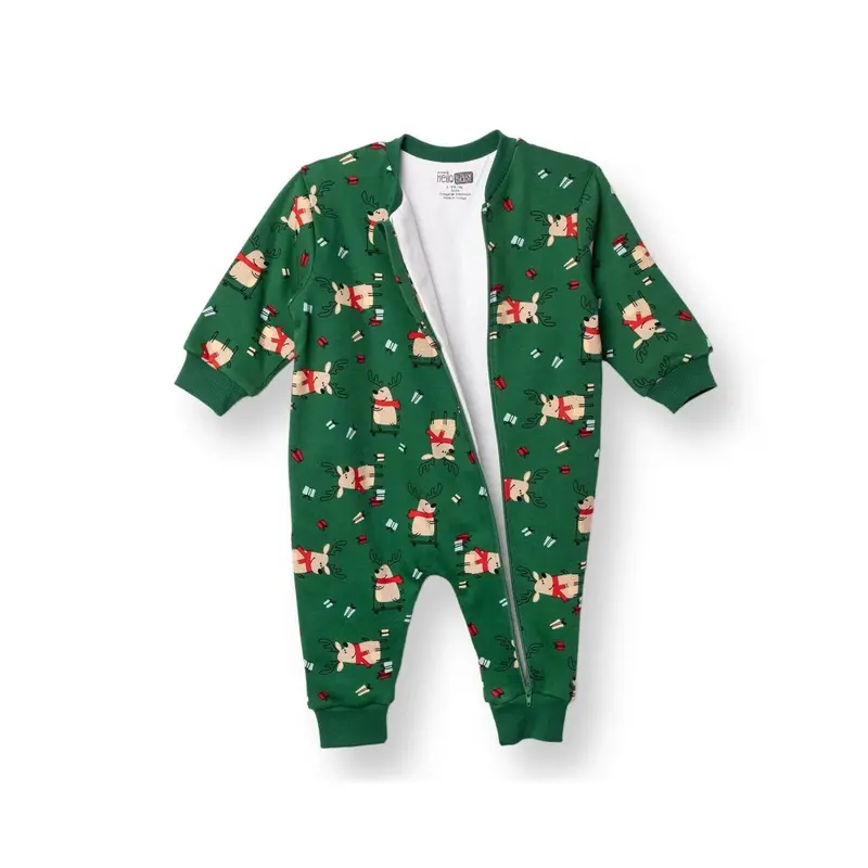 Hellobaby Christmas Baby Boy Sleepsuit - Dark Green 3