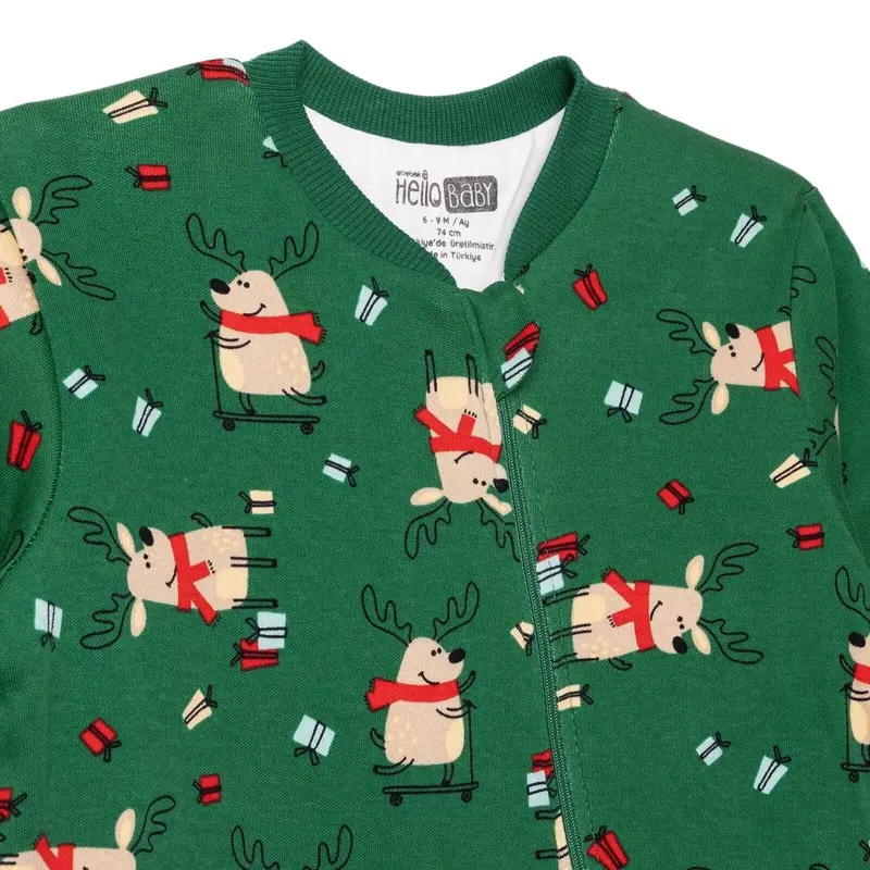 Hellobaby Christmas Baby Boy Sleepsuit - Dark Green 4
