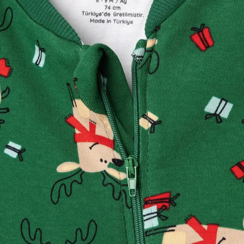 Hellobaby Christmas Baby Boy Sleepsuit - Dark Green 5