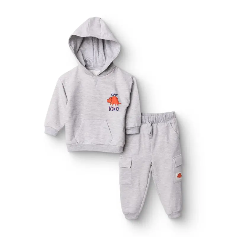 Hellobaby Cool Dino Jogging Set - Grey Melange 1