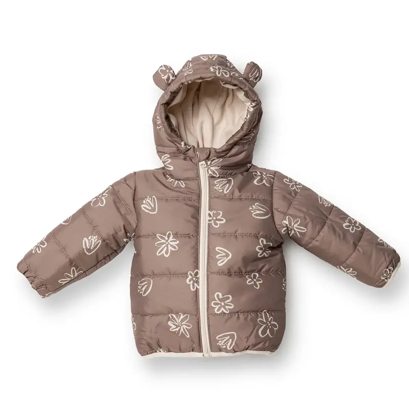 Hellobaby Floral Printed Girl Coat - Brown 1