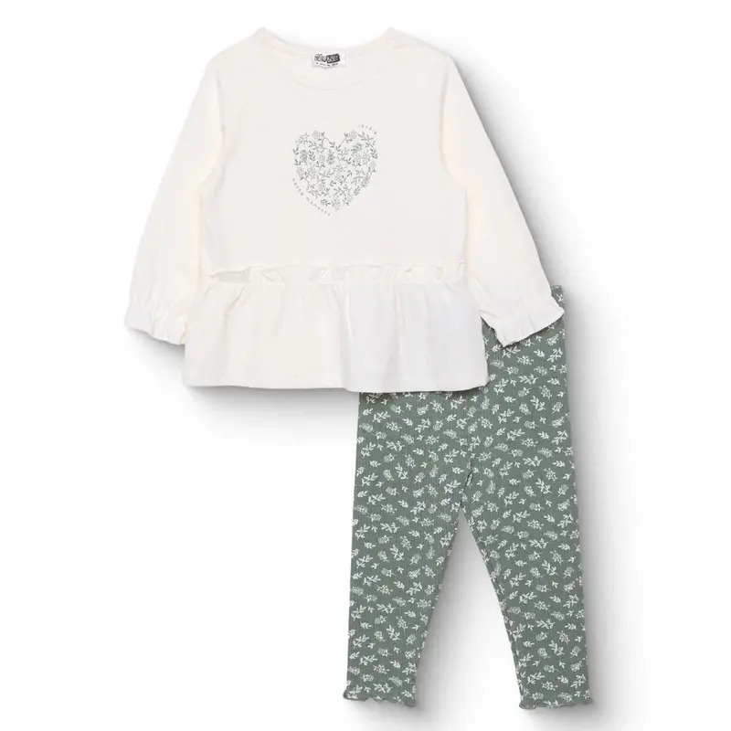 Hellobaby Forest Flower Blouse-Leggings - Ecru 1
