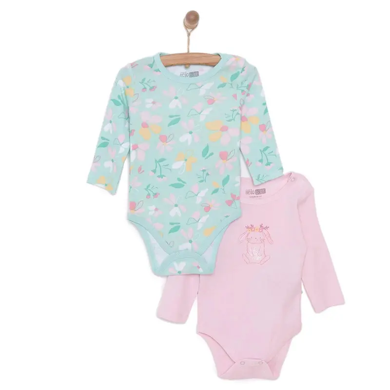 Hellobaby Girl 2-Pack Long Sleeve Bodysuit - Light Pink 1