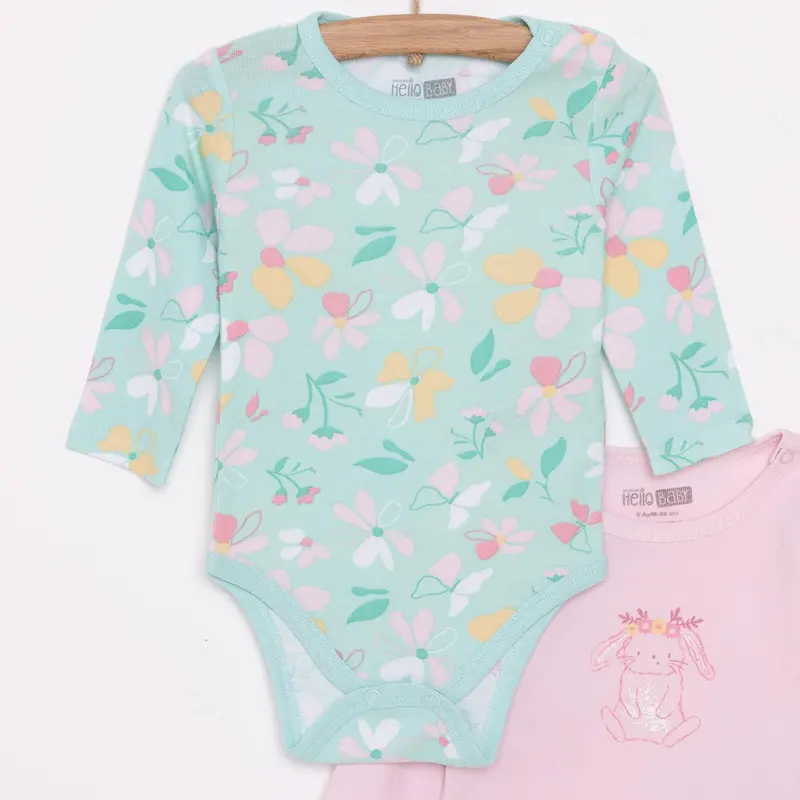 Hellobaby Girl 2-Pack Long Sleeve Bodysuit - Light Pink 3