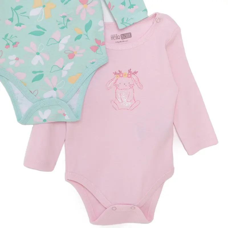 Hellobaby Girl 2-Pack Long Sleeve Bodysuit - Light Pink 4