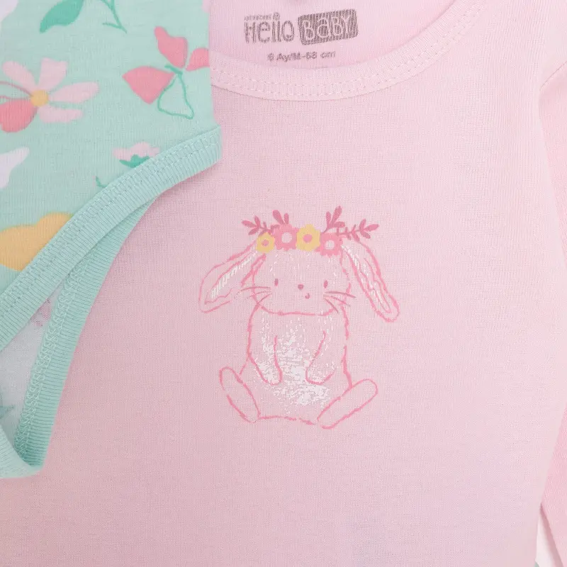 Hellobaby Girl 2-Pack Long Sleeve Bodysuit - Light Pink 5