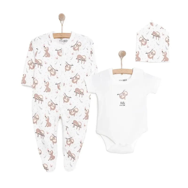 Hellobaby Girl Jumpsuit-Body-Hat - Ecru 1