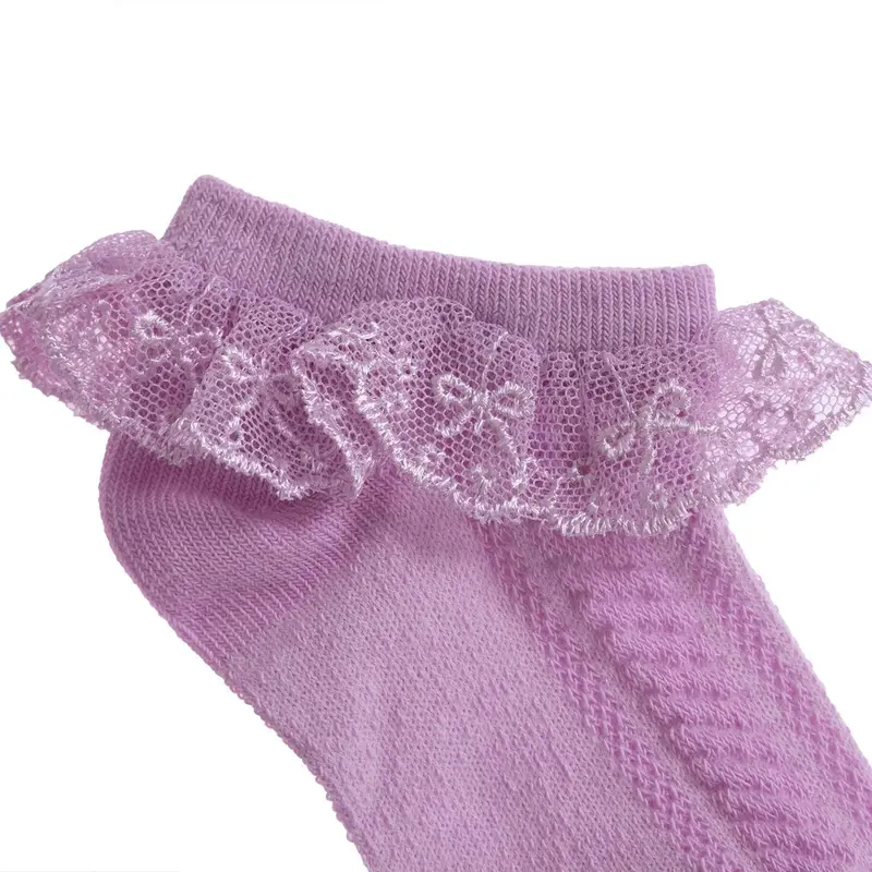 Hellobaby Girl Socks With Lace - Purple 2