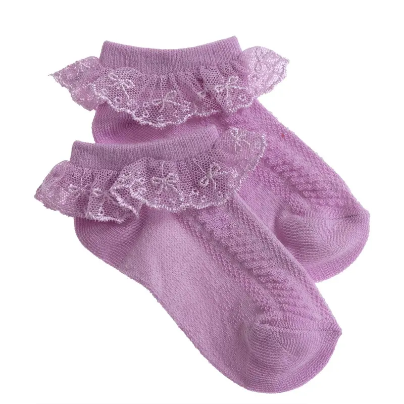 Hellobaby Girl Socks With Lace - Purple 4