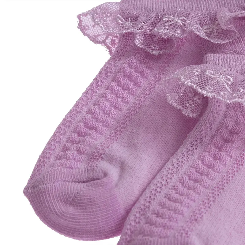 Hellobaby Girl Socks With Lace - Purple 6