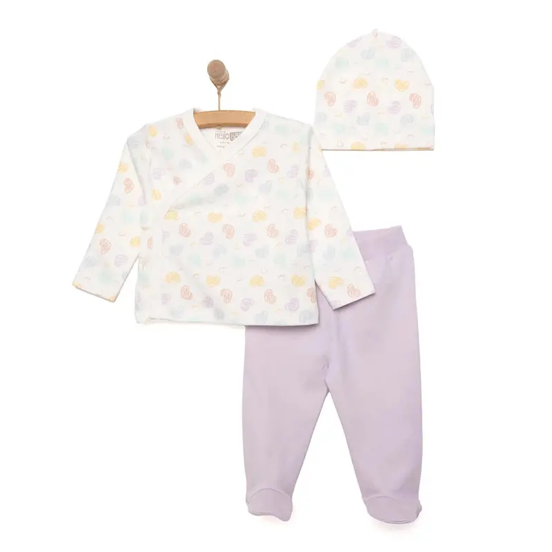 Hellobaby Girl Wrapover Top-Hat-Footed Bottom - Ecru 1