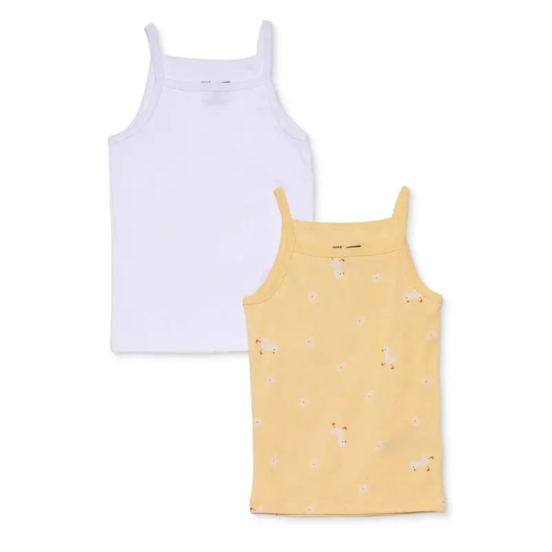 Hellobaby Girls 2-Pack Vests Strappy - Yellow 1