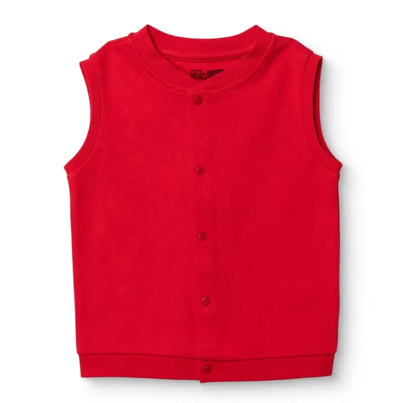 Hellobaby Girls Basic Waistcoat With Poppers Crew Neck Sleeveless - Red 1