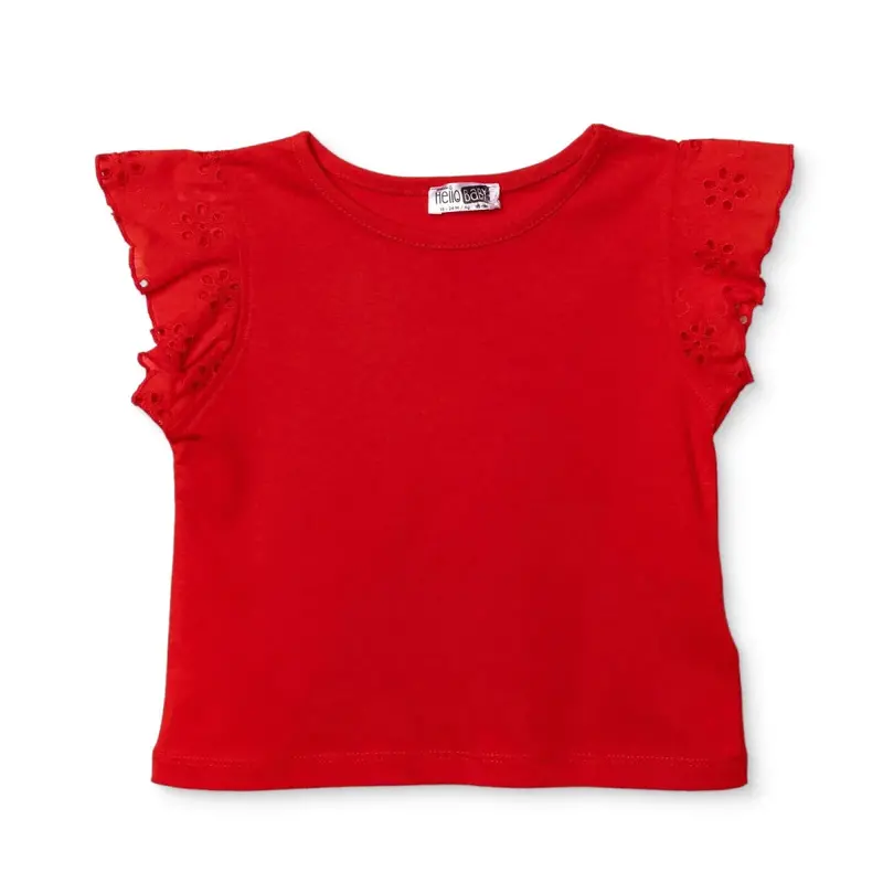 Hellobaby Girls Blouse Berry Belle Crew Neck Short Sleeve - Red 1