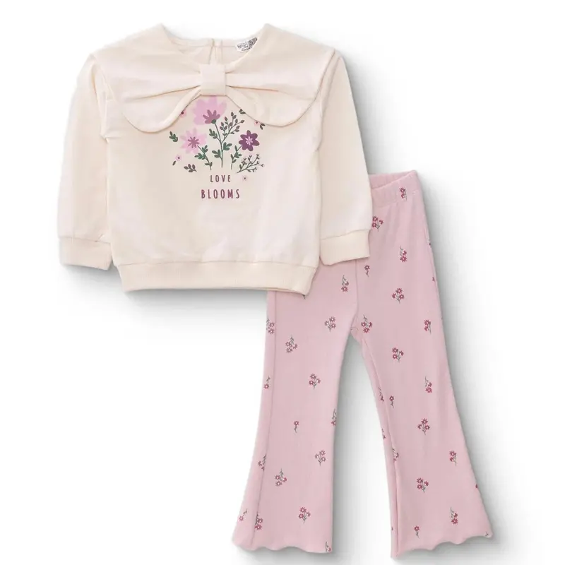 Hellobaby Girls Blouse-Leggings Enjoy Bear Long Leg Long Sleeve - Ecru 1