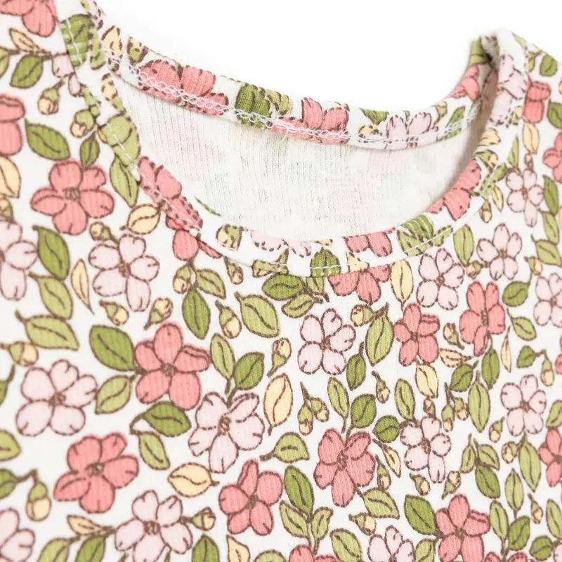 Hellobaby Girls Blouse-Leggings Flower Pastel Dreams Crew Neck Long Leg Short Sleeve - Ecru Printed 4