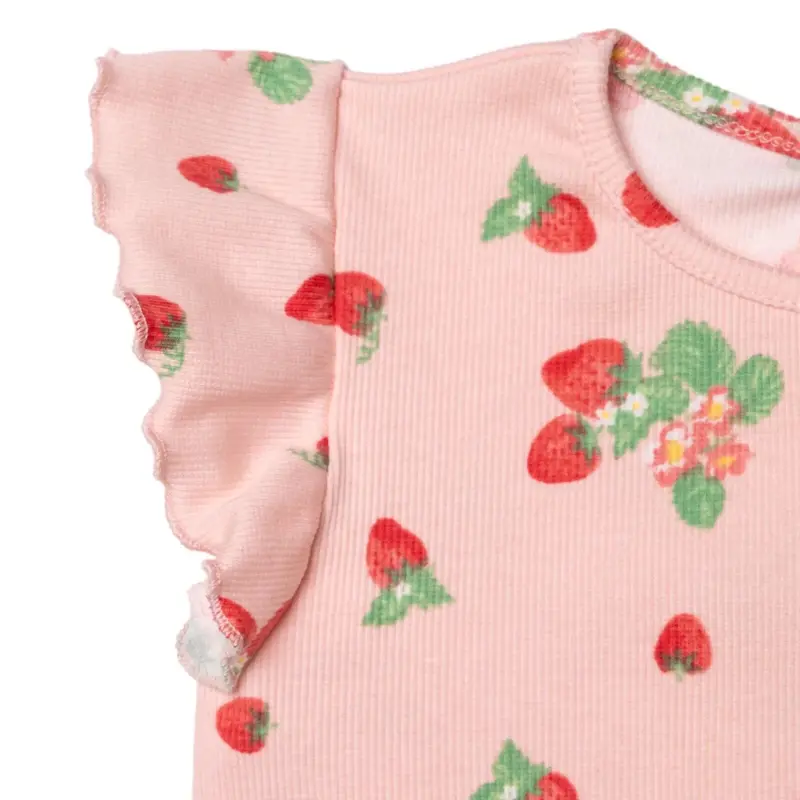 Hellobaby Girls Blouse & Leggings Set Cherry Print Berry Belle Crew Neck Full Length Short Sleeve - Pink Printed 4