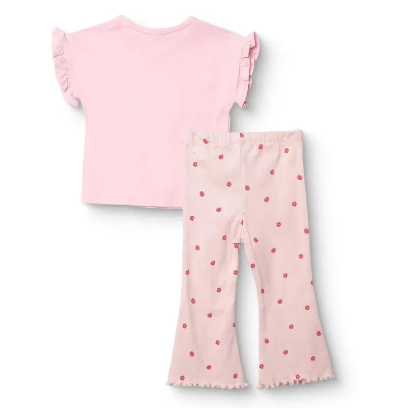 Hellobaby Girls Blouse & Leggings Set Text Print Pastel Dreams Crew Neck Full Length Short Sleeve - Pink 2