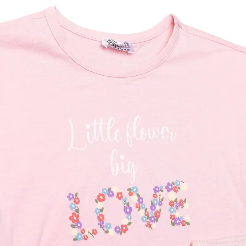 Hellobaby Girls Blouse & Leggings Set Text Print Pastel Dreams Crew Neck Full Length Short Sleeve - Pink 3