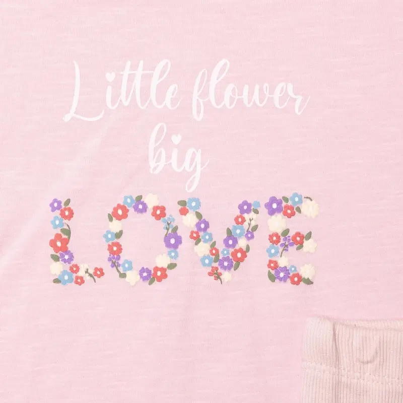 Hellobaby Girls Blouse & Leggings Set Text Print Pastel Dreams Crew Neck Full Length Short Sleeve - Pink 4