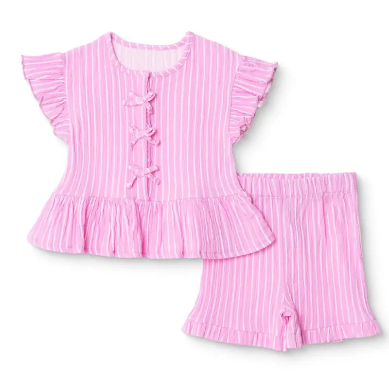Hellobaby Girls Blouse & Shorts Set Ditsy Flower Crew Neck Short Length Short Sleeve - Pink Printed 1