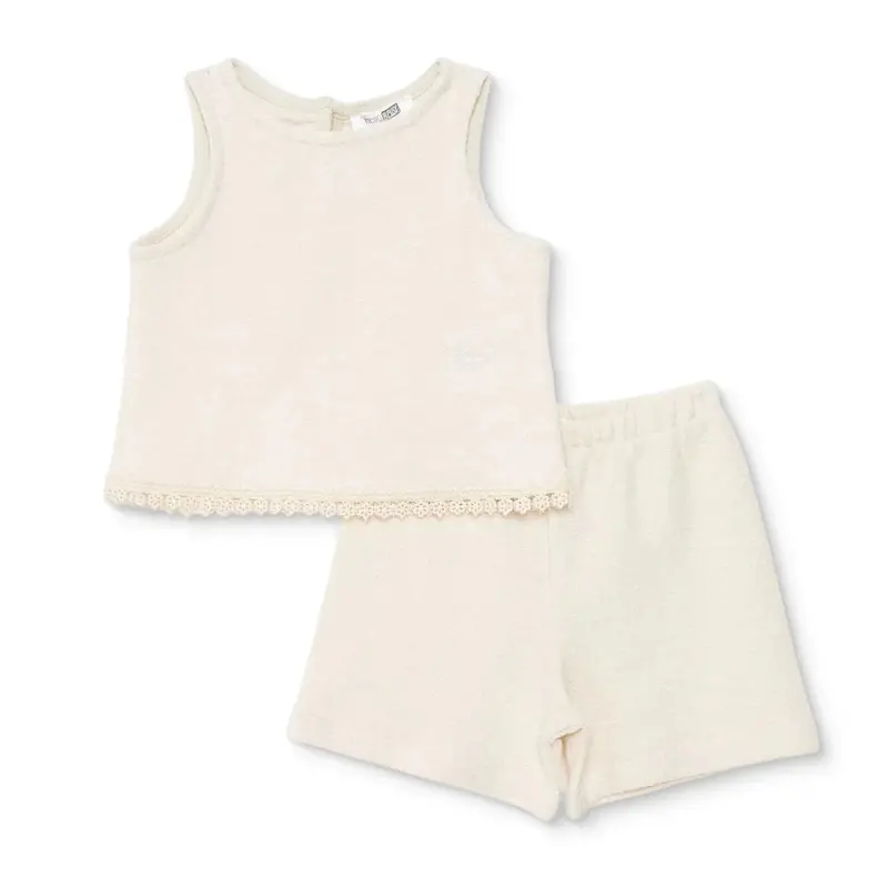 Hellobaby Girls Blouse & Shorts Set Pastel Dreams Crew Neck Short Length Sleeveless - Ecru 1