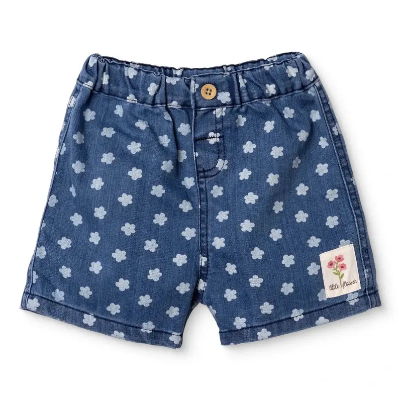 Hellobaby Girls Denim Shorts Pastel Dreams Short Length - Indigo Printed 1