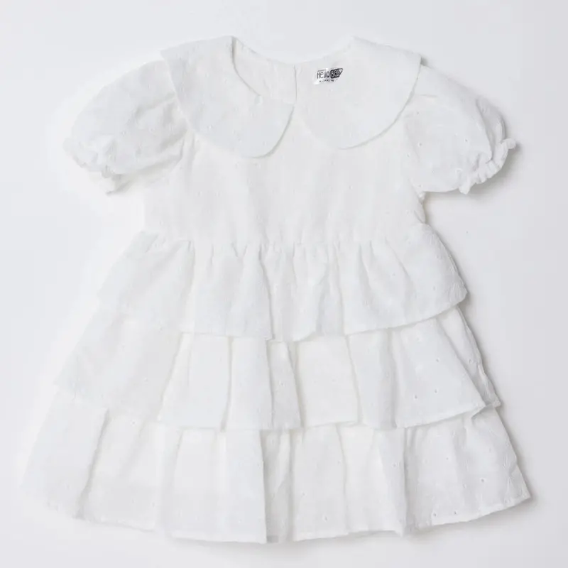 Hellobaby Girls Dress Berry Belle Peter Pan Collar Short Sleeve - White 1
