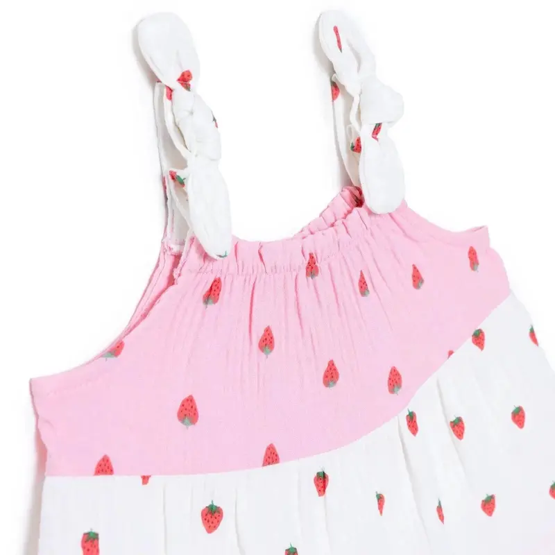 Hellobaby Girls Dress Buttoned Berry Belle Crew Neck Short Sleeve - Pink Printed 3