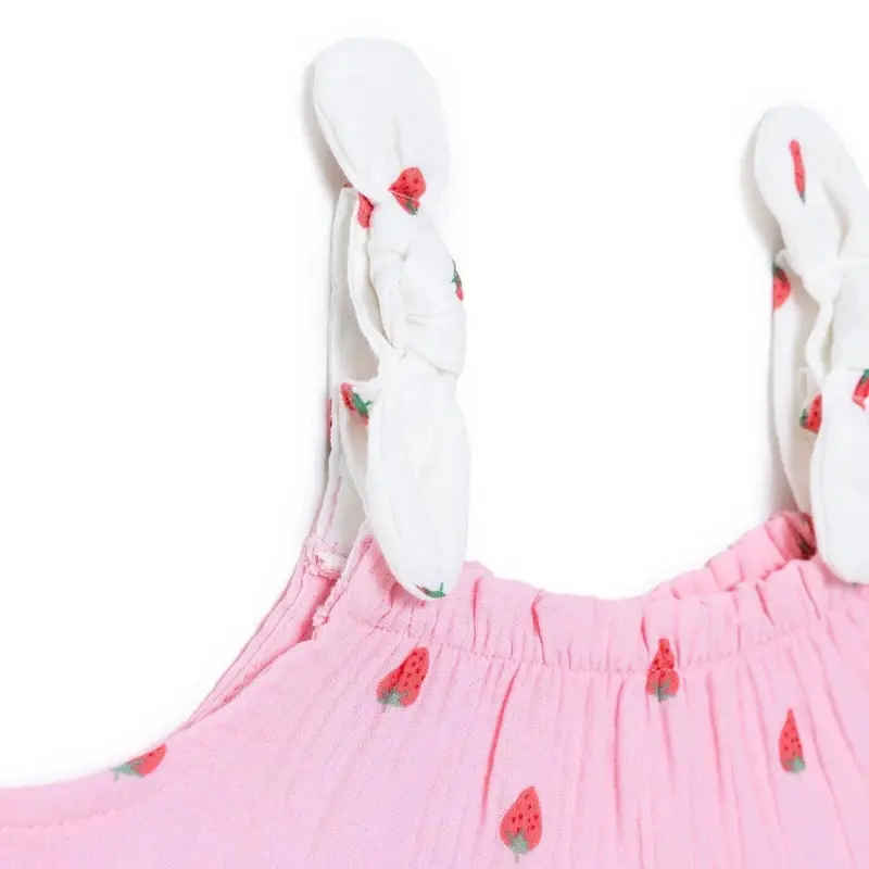Hellobaby Girls Dress Buttoned Berry Belle Crew Neck Short Sleeve - Pink Printed 4