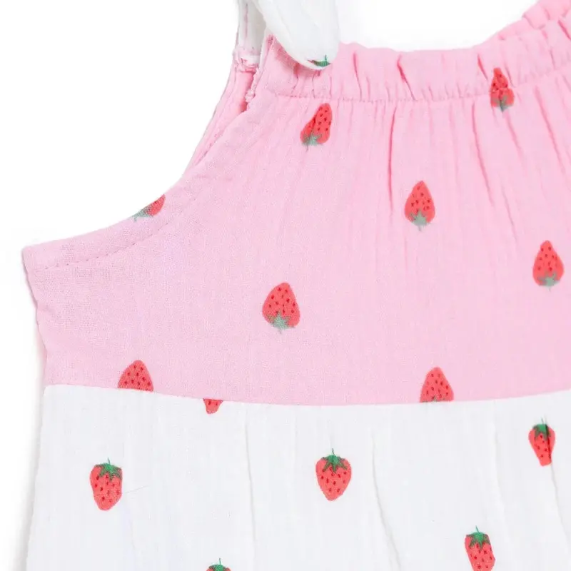 Hellobaby Girls Dress Buttoned Berry Belle Crew Neck Short Sleeve - Pink Printed 5