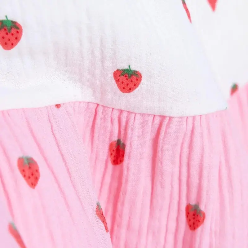 Hellobaby Girls Dress Buttoned Berry Belle Crew Neck Short Sleeve - Pink Printed 6