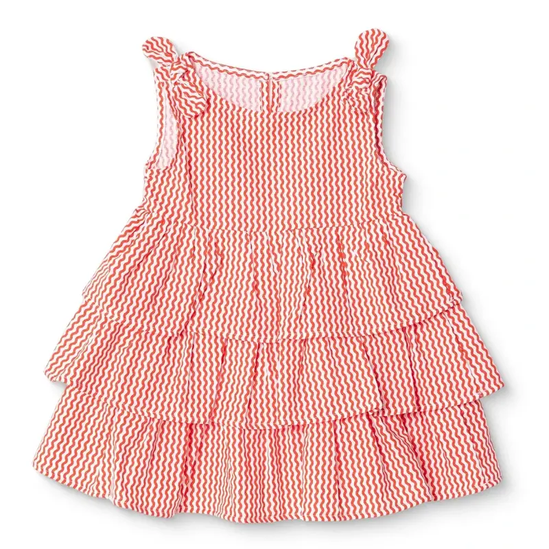 Hellobaby Girls Dress Buttoned Berry Belle Crew Neck Strappy - Coral Printed 1