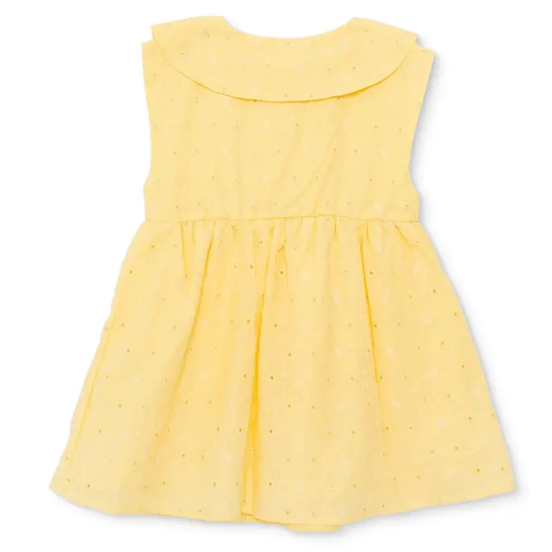 Hellobaby Girls Dress Buttoned Ditsy Flower Peter Pan Collar Short Sleeve - Yellow 2