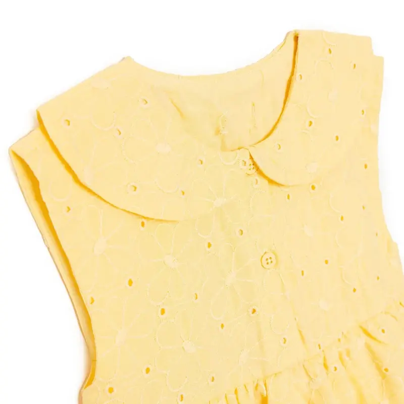 Hellobaby Girls Dress Buttoned Ditsy Flower Peter Pan Collar Short Sleeve - Yellow 3
