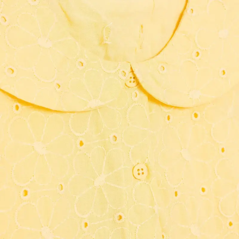 Hellobaby Girls Dress Buttoned Ditsy Flower Peter Pan Collar Short Sleeve - Yellow 4