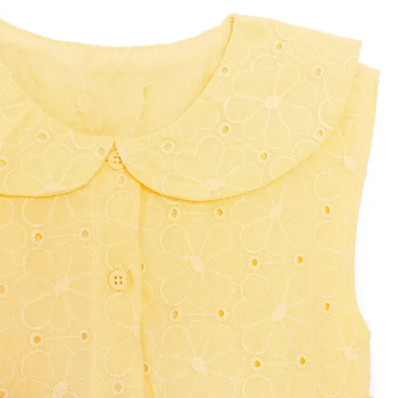 Hellobaby Girls Dress Buttoned Ditsy Flower Peter Pan Collar Short Sleeve - Yellow 5