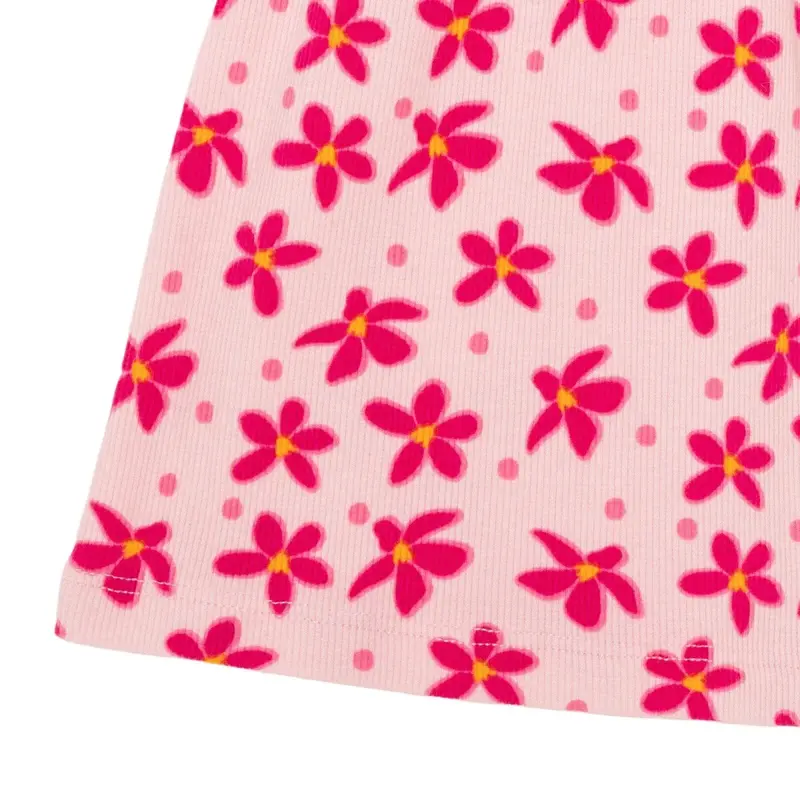 Hellobaby Girls Dress Floral Print Buttoned Crew Neck Short Sleeve - Pink Printed 4