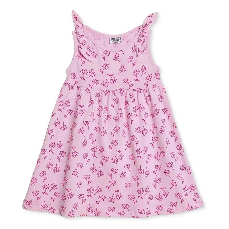 Hellobaby Girls Dress Floral Print Crew Neck Strappy - Pink Printed 1
