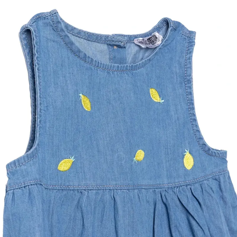 Hellobaby Girls Dress Fruit Print Lemonade Crew Neck Below The Knee Sleeveless - Indigo 4