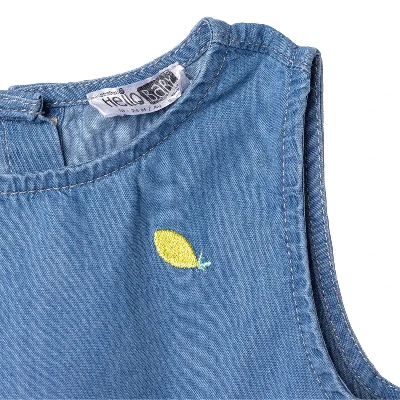 Hellobaby Girls Dress Fruit Print Lemonade Crew Neck Below The Knee Sleeveless - Indigo 5